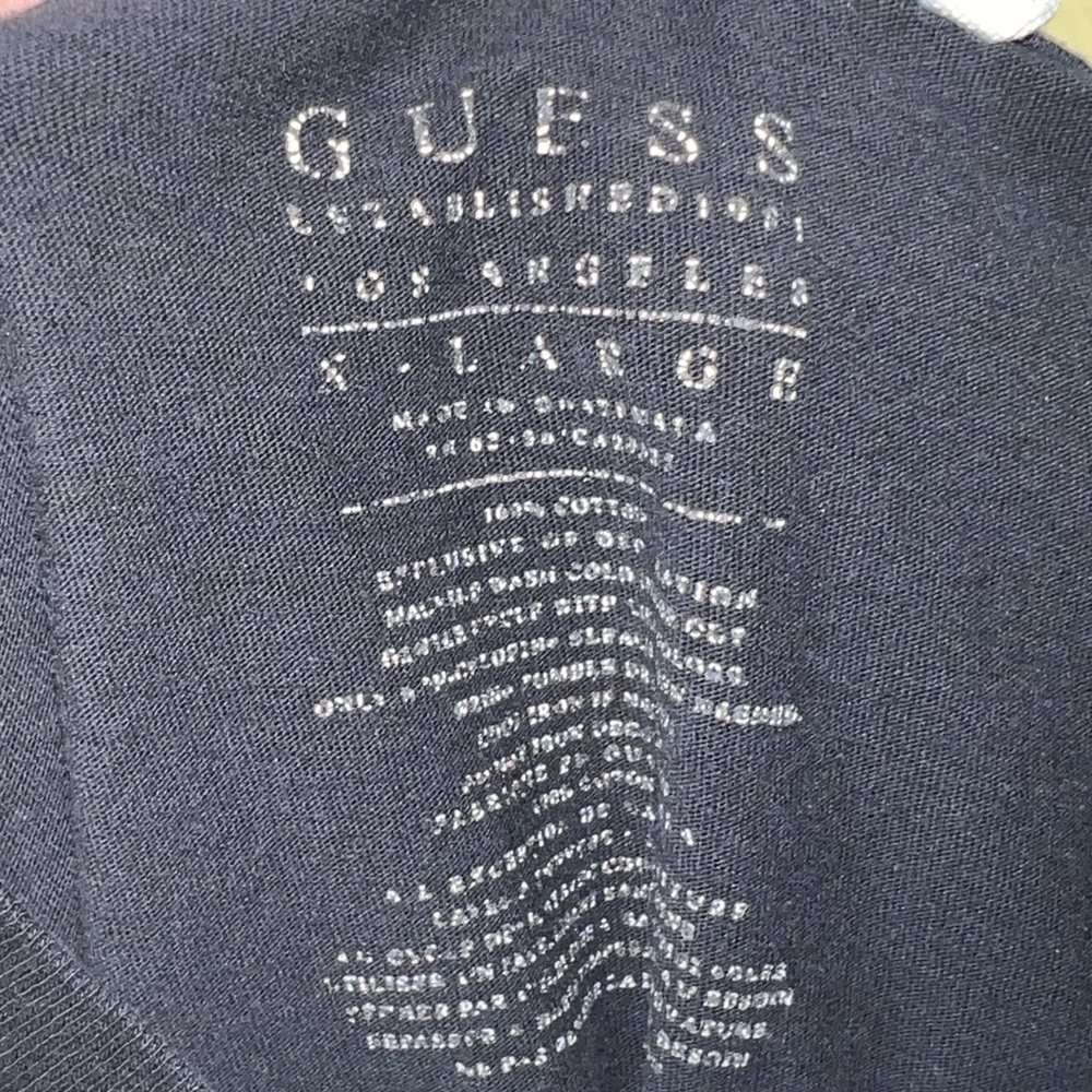 Guess Embossed Grunge Black Orange Colorblock Punk Short Sleeve Tee Size XL - Picture 12 of 14